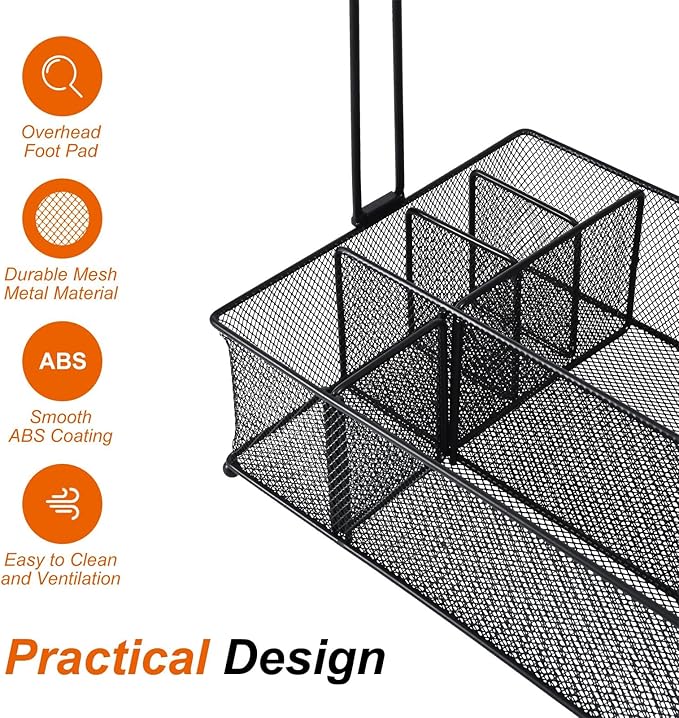 VIKEYHOME Grill Caddy, Picnic BBQ Organizer for Camping Outdoor Mesh Basket with 3 Hanging Hooks and Paper Towel Holder, Ideal Table Storage Tools for RV Camper/Tailgating/Flatware