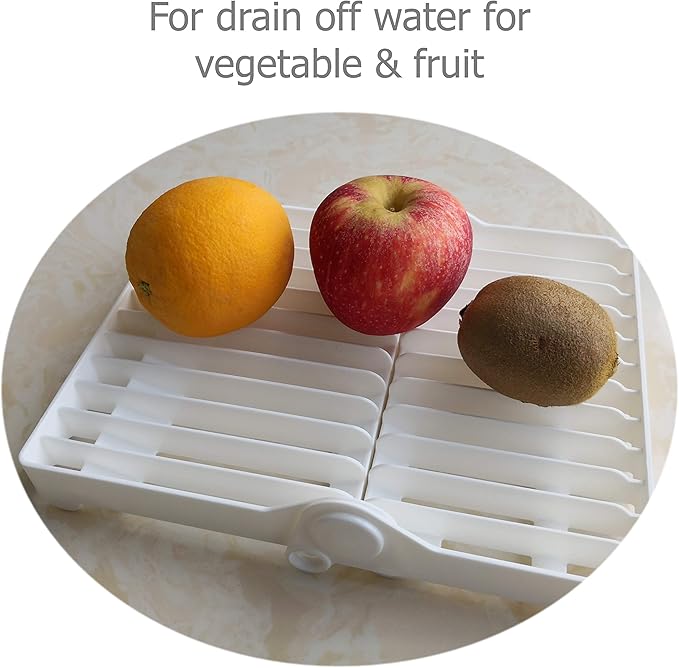 EIKS Foldable Drying Rack for Vegetable Fruit and Tableware, Kitchen Sink Organizer