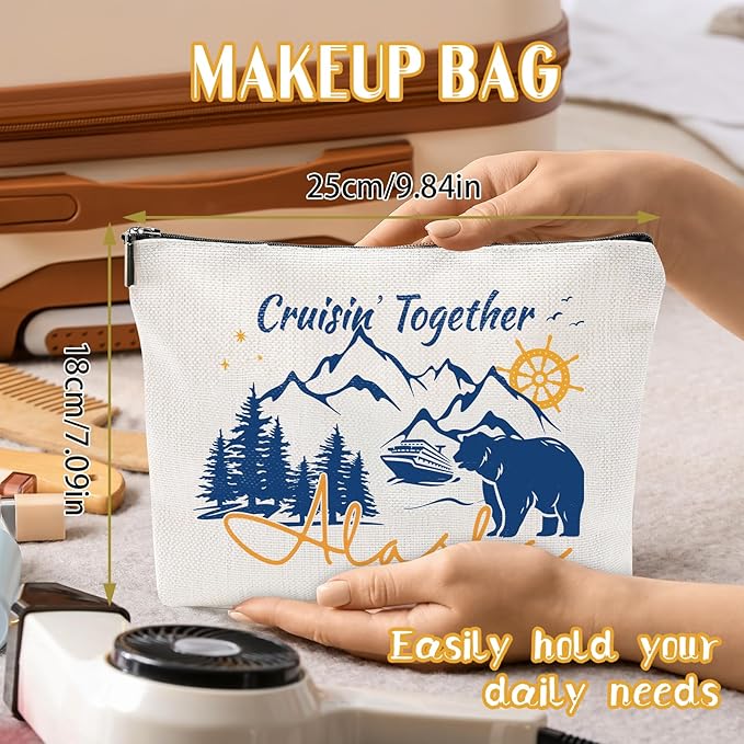 Sitsink Alaska Essentials Pouch - Cruise Travel Makeup Bag, Cruisin Together Makeup Bags, Must Haves Besties Birthday Christmas Gifts