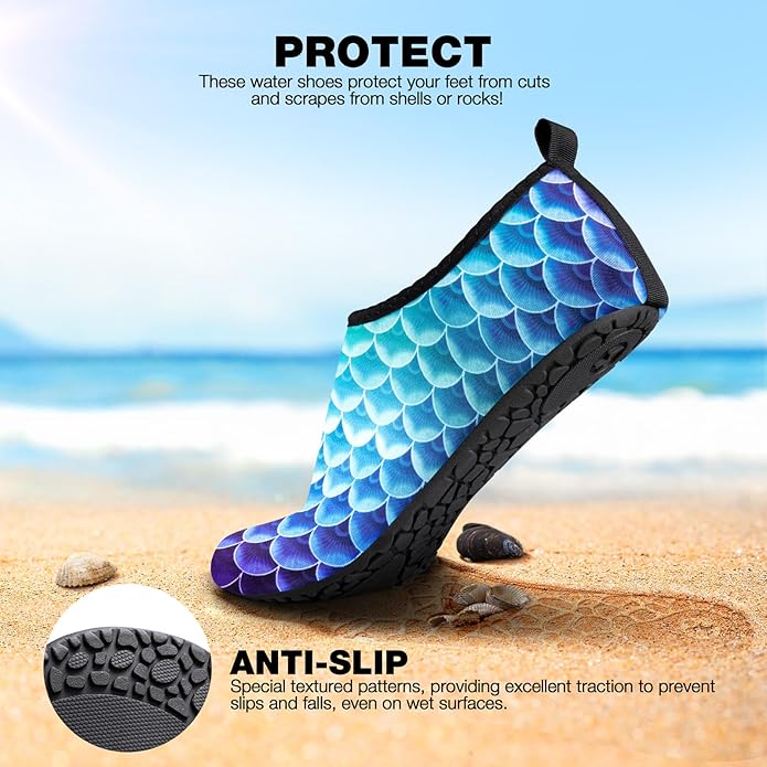 SIMARI Water Shoes Women Men Aqua Socks Beach Barefoot Quick Drying Aqua Aerobics Swim Pool Non Slip Outdoor Travel Essentials Surf River Lake Snorkeling Kayak Yoga Adult Youth