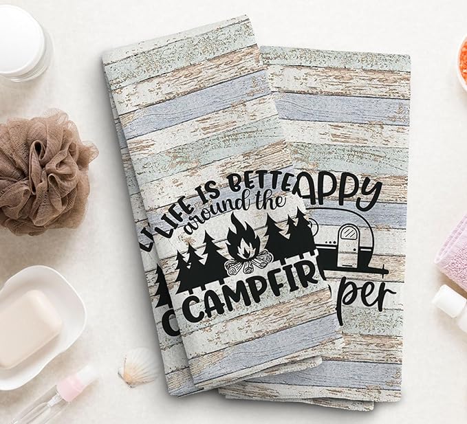 OQL Camping Kitchen Towel Set of 2, 1624 Inches - Camper Kitchen Accessories and Decor, Gifts for Women Campers
