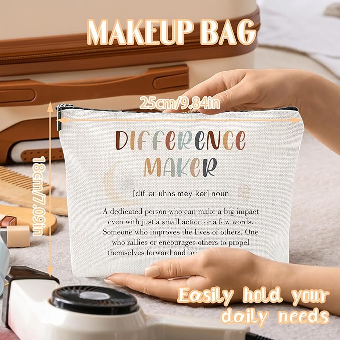 Sitsink Difference Maker Makeup Bags - Gifts for Her Difference Maker Definition Cosmetic Makeup Bags, Thankyou Gifts for Women Cosmetic Bags, Difference Maker Make Up Bags Gifts for Girls Women
