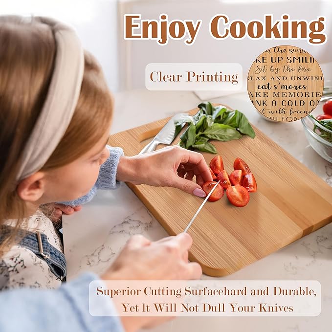 Camping Rules Cutting Chopping Board, Gifts for Camping Lovers, Camper Gifts for Women Men, Bamboo Cutting Boards for Kitchen