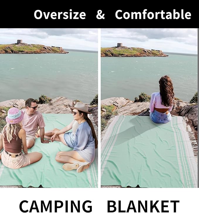 Extra Large Picnic Blanket Outdoor Turkish Beach Towel Camping Blanket ark Stadium Outside Festival Grass Hammock Grounding Rugs Lightweight Mexican Serape Floor Patio Baja Cobijas Mexicanas Para Mesa