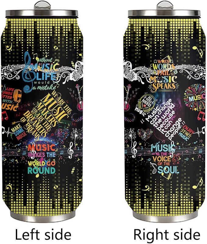 Music Notes Stainless Steel Insulated Tumbler With Straw Lid, Musical Lovers Gift For Musician As Music Themed Gifts 17 Oz