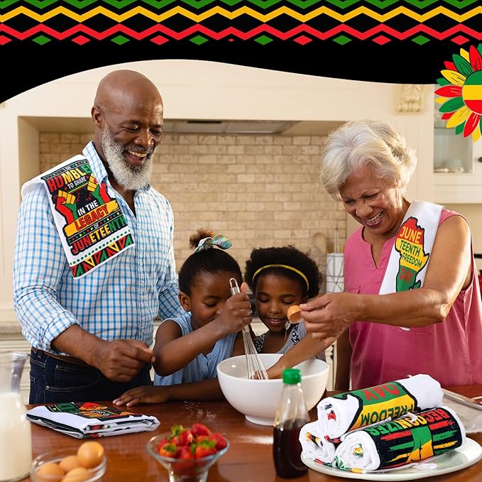Oudain 6 Pcs Juneteenth Kitchen Towels Dish Towels 19th June Dish Cloths for Washing Dishes Absorbent Kitchen Hand Towels Juneteenth Decor for Juneteenth Gift Accessories