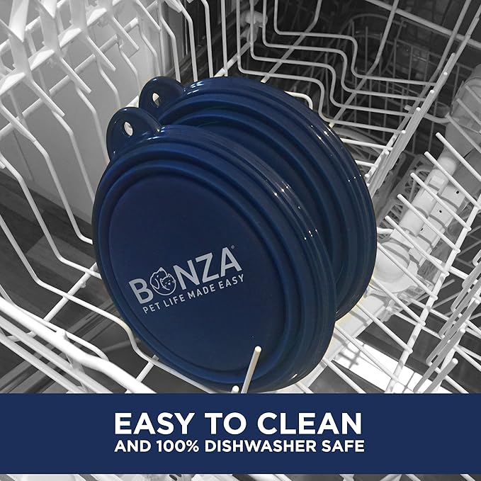 Bonza by Leash Boss Large Collapsible Dog Bowls Twin Pack, Portable Dog Water Bowls for Medium to Large Dogs, Lightweight, Sturdy, Leak Proof, Food Safe, Premium Quality Travel Pet Bowl Solution