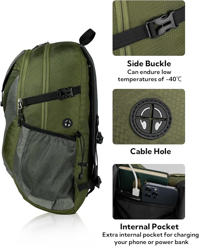 WATERFLY Lightweight Packable Hiking Backpack: 30L Foldable Travel Daypack Ultralight Camping Day Pack for Woman Man