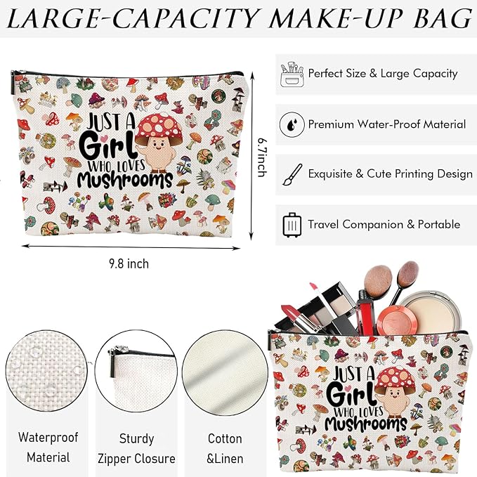 Mushroom Makeup Bag & Stuff - Mushroom Themed Gifts for Women & Lovers