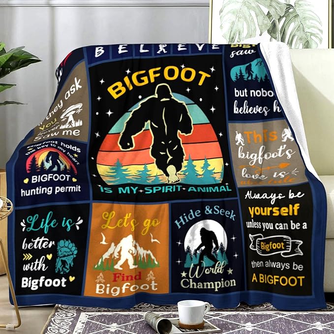 Bigfoot Sasquatch Blanket Gifts for Adults Men Unique,Cool Bigfoot Throw Blankets Sasquatch Decor for Men Women Kids Boys Bigfoot Lovers 50"X40"