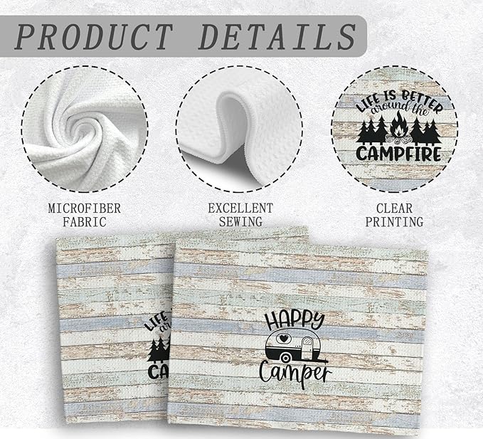 OQL Camping Kitchen Towel Set of 2, 1624 Inches - Camper Kitchen Accessories and Decor, Gifts for Women Campers