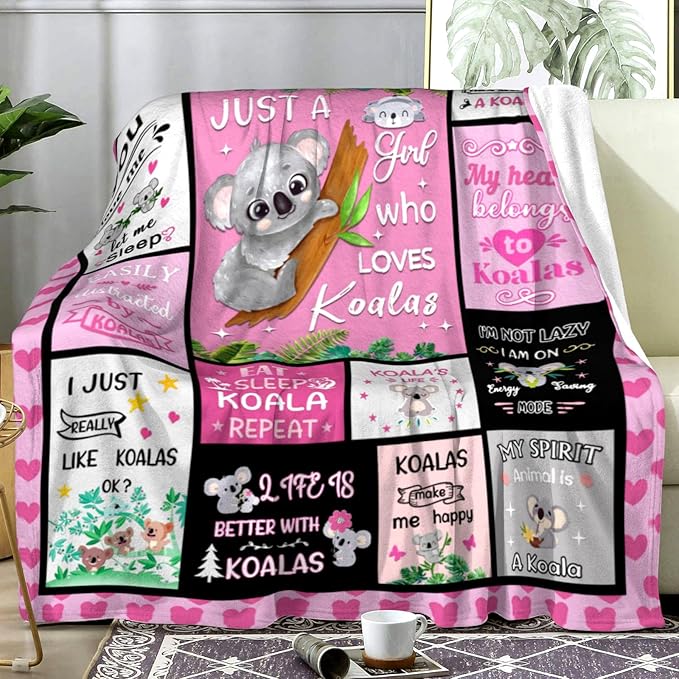 Koala Bear Blanket Koala Gifts for Kids Adults Women,Cute Cartoon Koalas Throw and Blankets for Koala Lovers Couch Bedroom Sofa All Season 60"X50"