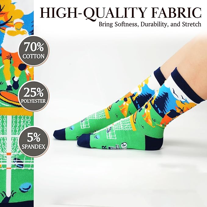 ZAGKOO Funny Sports Socks for Men, Women - Biking, Hiking, Skiing, Basketball, Pickleball, Disc Golf Socks - Christmas Gifts