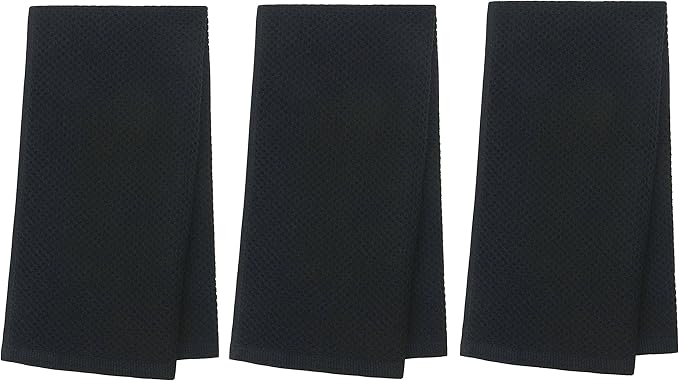 Mia'sDream Black Kitchen Towels Sets, Cotton Dish Towels for Kitchen Washing Dishes, Soft and Absorbent Kitchen Tea Towels Hand Towels, 13inch x 28inch 3 Pack (Black)