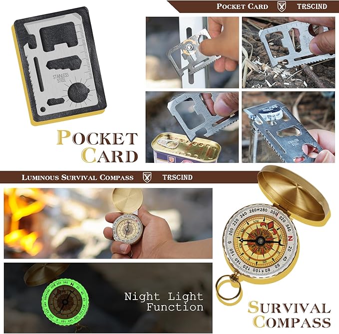 Gifts for Men Dad Husband Him Fathers Day, Survival Kit, Emergency Survival Gear and Equipment 14 in 1, Anniversary Birthday Gifts for Him Boyfriend, Hunting Fishing Camping Accessories, Cool Gadget