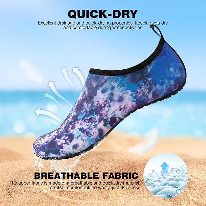 SIMARI Water Shoes Women Men Aqua Socks Beach Barefoot Quick Drying Aqua Aerobics Swim Pool Non Slip Outdoor Travel Essentials Surf River Lake Snorkeling Kayak Yoga Adult Youth