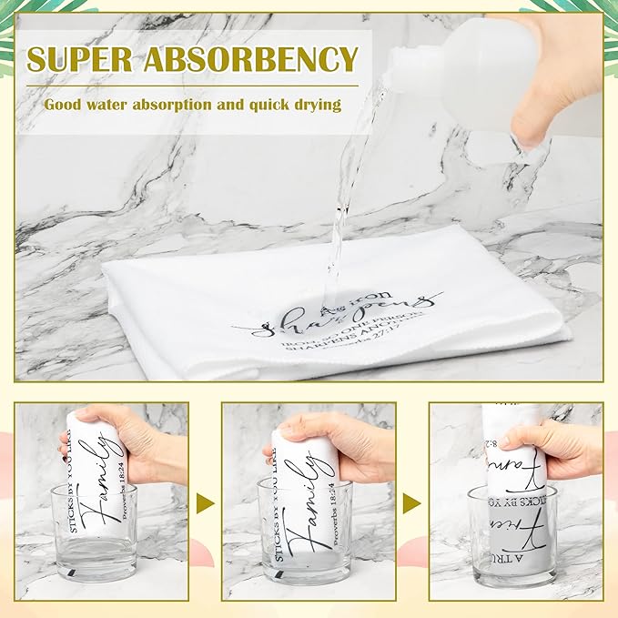 R HORSE Christian Friendship Kitchen Dish Towels - 5Pcs Bible Verse Friendship Kitchen Hand Towels, Absorbent Cleaning Dishcloths Home Bathroom Decor for Friends Hostess Housewarming Religious Gifts