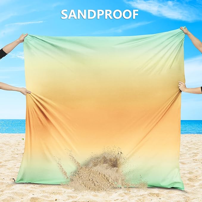 WIWIGO Beach Blanket Waterproof Sandproof Beach Mat 79" X 83"/10'x9'for 2-8 Adults Quick Drying Outdoor Picnic Mat Beach Accessories for Travel, Camping, Hiking
