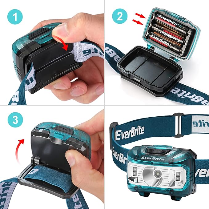 EverBrite Headlamp, 2 Pack Kids Headlamp with Red Light and Memory Function, Head Lamp for Adults and Kids with 5 Modes, Bright Headlamps for Camping, Running, Christmas Gifts, Batteries Included