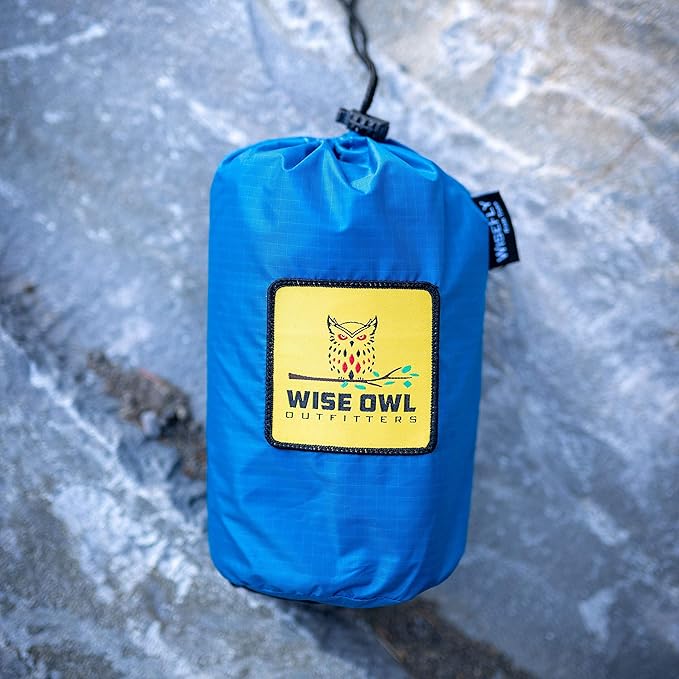 Wise Owl Outfitters Hammock Rain Fly – Waterproof Camping Tarp Cover with Tent Stakes & Carry Bag, Ultralight Shelter for Backpacking & Outdoor Shade