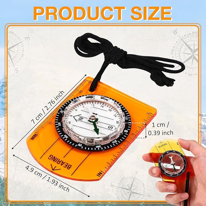 50 Pack Orienteering Compass Bulk Advanced Baseplate Compass Hiking Survival Camping and Navigation Tool Survival Gifts for Hiking Camping Backpacking Map Reading