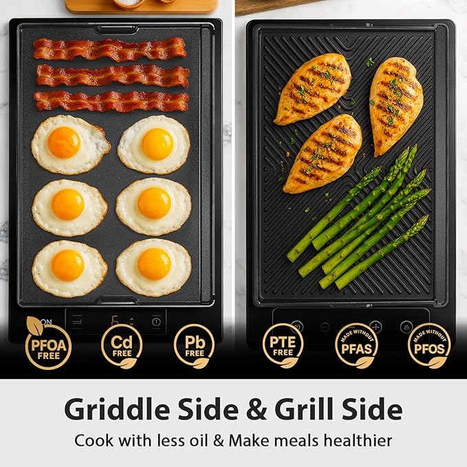 Utheer Griddle Combo Set, Cast Aluminum Flat Top Griddle with 23" x 16" Ceramic Nonstick Stove Top Griddle and Large Grill Griddle, Fast Heating Indoor Outdoor Griddle for Gas Grill, BBQ and Camping