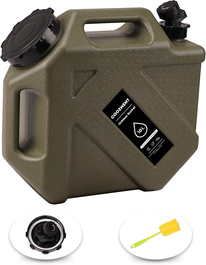 COOZMENT 3.2 Gallon/5 Gallon Water Containers with Spigot, BPA Free Water Jug, Military Green Water Tank, Multifunction Water Storage Containers for Camping Outdoor Hiking,Emergency Stroage