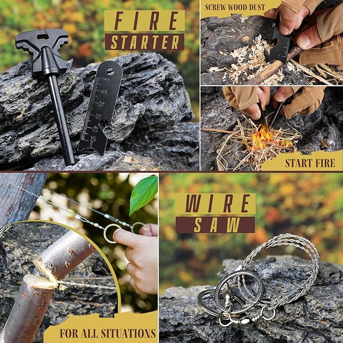 Gifts for Men Dad Husband Him Fathers Day, Survival Kit, Emergency Survival Gear and Equipment 14 in 1, Anniversary Birthday Gifts for Him Boyfriend, Hunting Fishing Camping Accessories, Cool Gadget