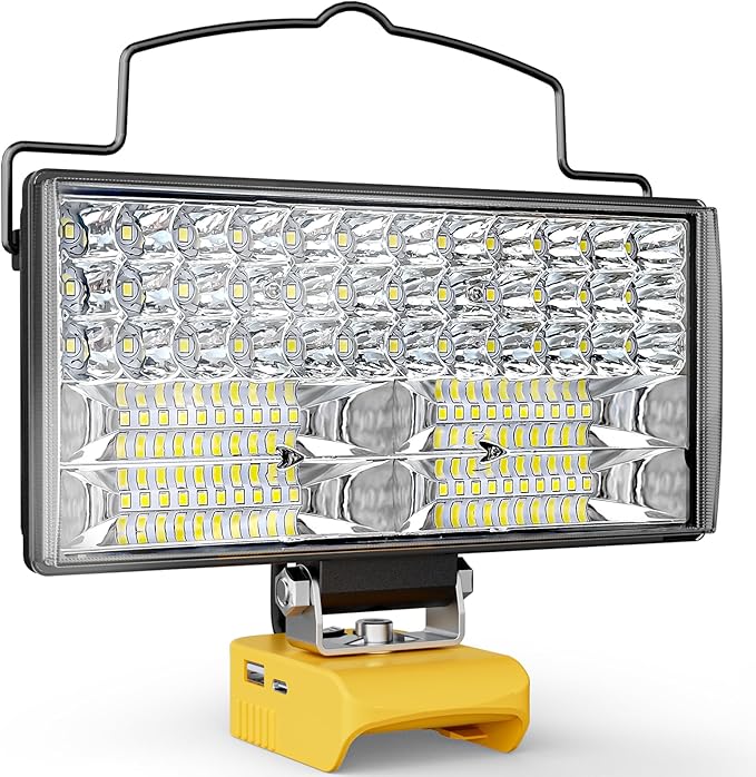 Ecarke LED Work Light Compatible with DeWALT 20V, 148W 14800LM Cordless Flashlight, 7" Battery Flood Light with Low Voltage Protect for Emergency, Job Site & Security Lighting, Battery Not Included
