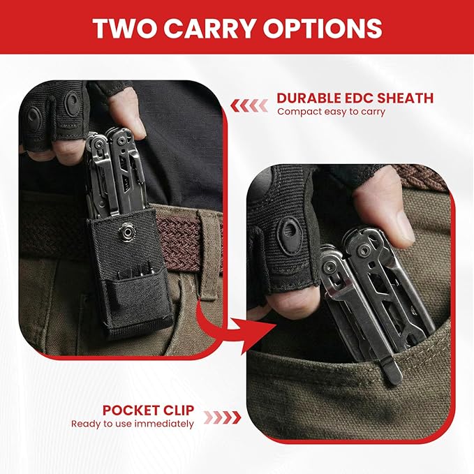 Multitool, 33-in-1 Stainless Steel Multi Tool Pliers with Screwdriver Sleeve, Damascus Pocket Knife, Nylon Sheath for Outdoor, Survival, Camping, Hiking, Simple Repair