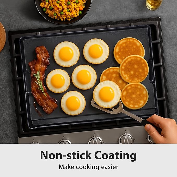 Utheer Stove Top Griddle for Gas & Electric Stove — Flat Top Nonstick Reversible Grill & Griddle Pan for Stovetop Cooking, Lightweight Cast Aluminum, PFAS-Free Ceramic Nonstick, 16.3″ × 13″