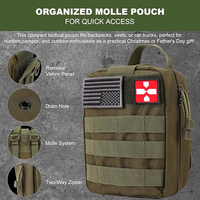 Gifts for Men Christmas Dad, Survival Kit, 150 PCS Survival Gear and Supplies Equipment with Trauma Bag, Molle Pouch Emergency Kit for Outdoor Camping, Hunting, Car, Home, Earthquake, Adventures