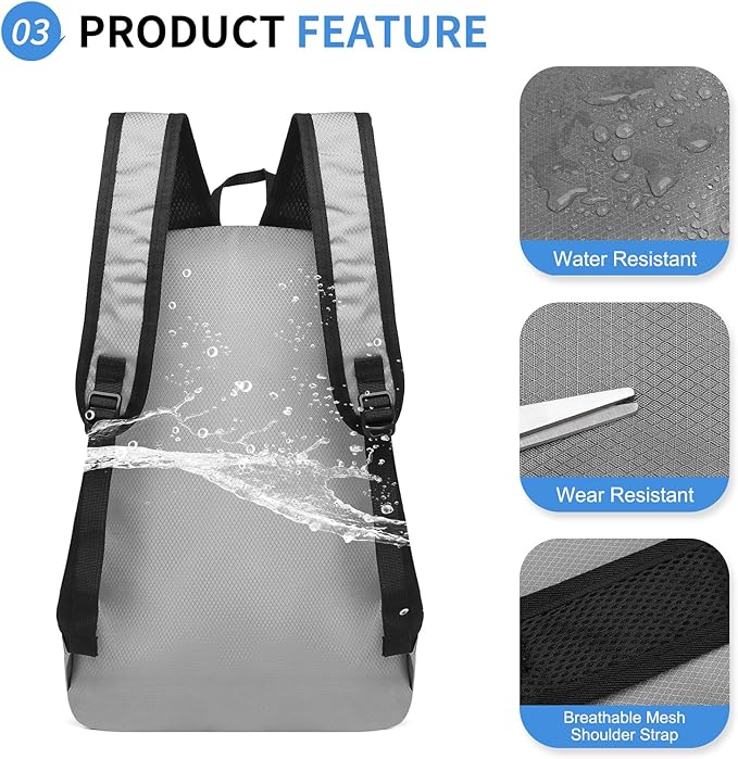 Hiking Daypack Packable, Camping Backpack Water Resistant Lightweight Polyester for Men Women Travel Outdoor