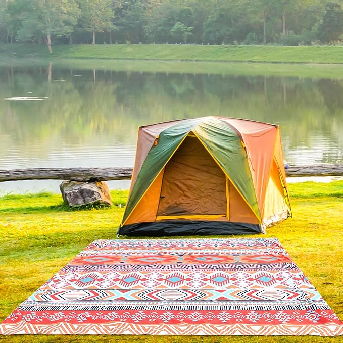 WIWIGO Beach Blanket Waterproof Sandproof Beach Mat 79" X 83"/10'x9'for 2-8 Adults Quick Drying Outdoor Picnic Mat Beach Accessories for Travel, Camping, Hiking