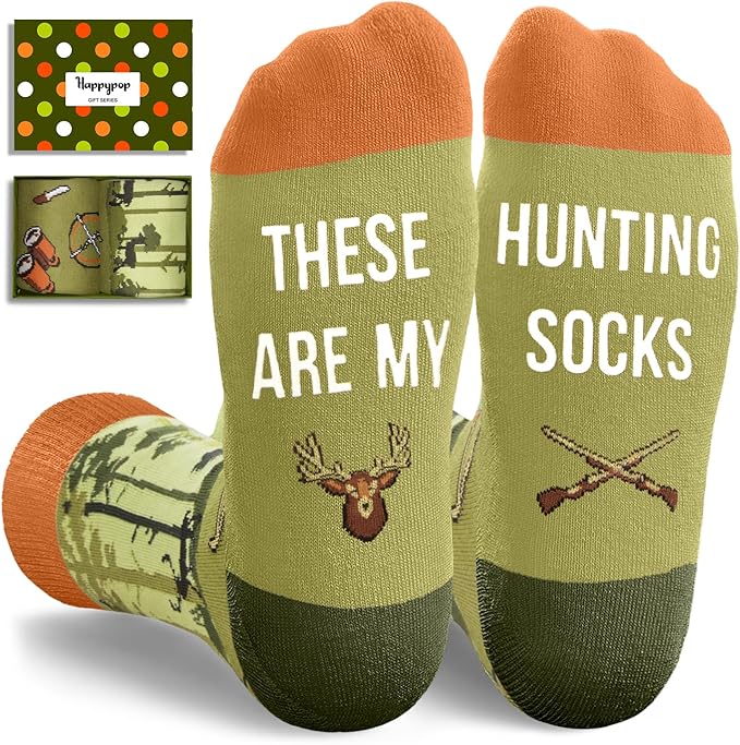 HAPPYPOP Sports Gifts for Men Women - Gifts for Camper Lifter, Hunting Golfing Socks