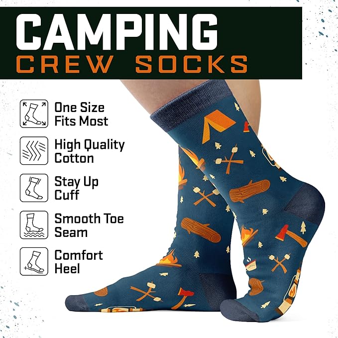 Outdoors Socks - Funny Hiking and Camping Gifts for Men, Women - Hiking, Camping Accessories, Stocking Stuffers