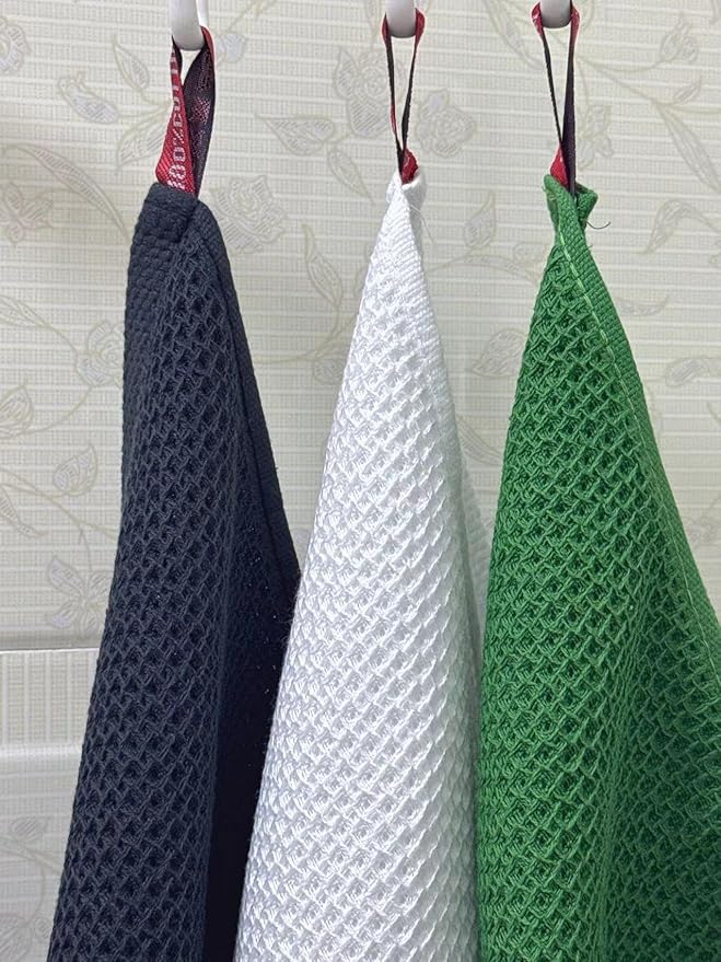 Mia'sDream Cotton Kitchen Towels and Dish Cloths Sets, Waffle Weave Dish Towels for Kitchen Drying Dishes, Soft and Absorbent Kitchen Hand Towels Washcloths,12inchx12inch 6 Pack (Black)