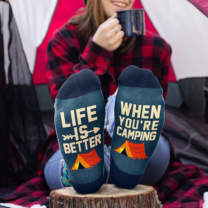 Outdoors Socks - Funny Hiking and Camping Gifts for Men, Women - Hiking, Camping Accessories, Stocking Stuffers