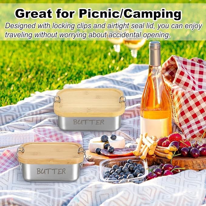 BSTKEY Stainless Steel Butter Dish with Lid for Countertop, Butter Holder with Silicone Sealing for Kitchen, Food Container for Picnic, Unbreakable Butter Keeper, Holds 1 Stick East Coast Butter