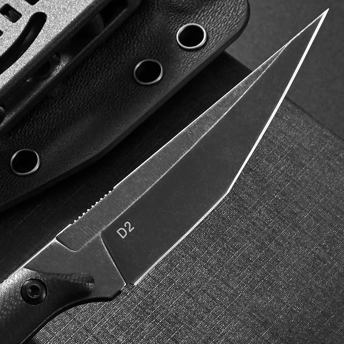 Ccanku C1140 Fixed Blade Knife, D2 Blade G10 Handle Claw Knife for Outdoor, EDC Tool, Survival, Hiking, Camping (Black)