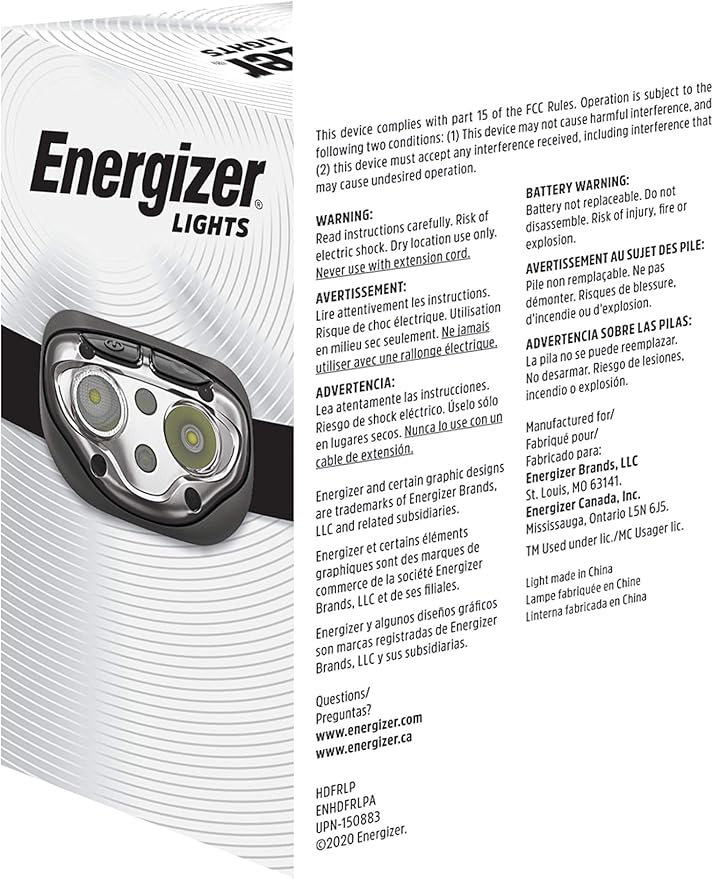 Energizer PRO-400 Headlamp Rechargeable, IPX4 Water Resistant Rechargeable Headlamp, Ultra Bright Multiple Light Modes Head Lamp, Camping, Running, Outdoors, Emergency Light, USB Included