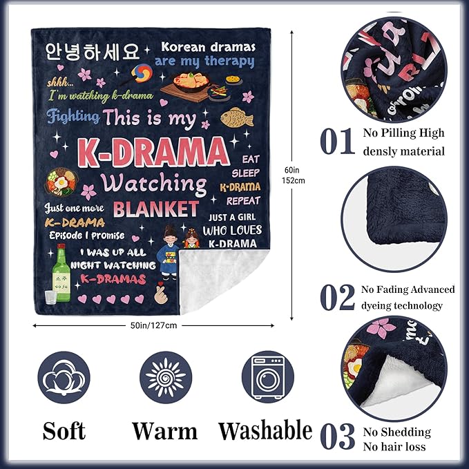 Ryubein Korean Drama Gifts, K-Drama, Kdrama Merch, Korean Drama Gifts for Women Teen Girls, K Drama Gifts for Women Men, Korean Gifts, K Pop Gifts, Birthday Christmas Kdrama Blanket 50"X60"