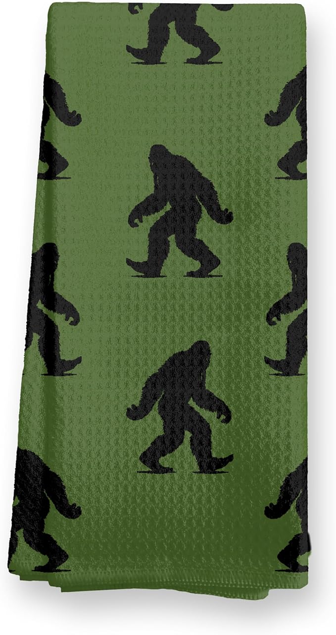 Abstract Retro Sasquatch Kitchen Towels, Sasquatch Gifts Dish Tea Towels for Kitchen Decor, Gifts for Hiking Camping Lovers Hand Towel for Bathroom Decor, 16x24 Inch,C084-MJ-ZH