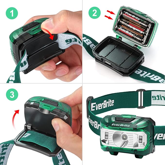 EverBrite Headlamp, 2 Pack Kids Headlamp with Red Light and Memory Function, Head Lamp for Adults and Kids with 5 Modes, Bright Headlamps for Camping, Running, Christmas Gifts, Batteries Included