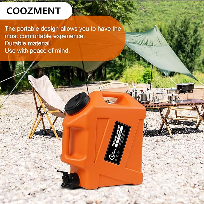 COOZMENT 3.2 Gallon/5 Gallon Water Containers with Spigot, BPA Free Water Jug, Military Green Water Tank, Multifunction Water Storage Containers for Camping Outdoor Hiking,Emergency Stroage