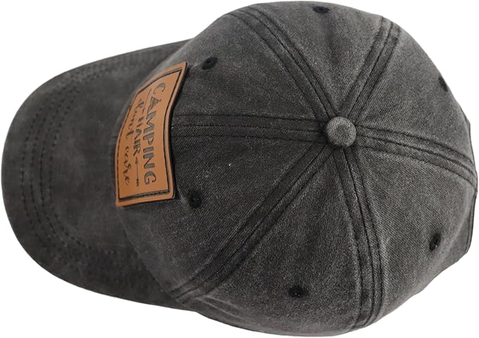 Unisex Camping Hair Don't Care Vintage Adjustable Baseball Cap Denim Dad Hat