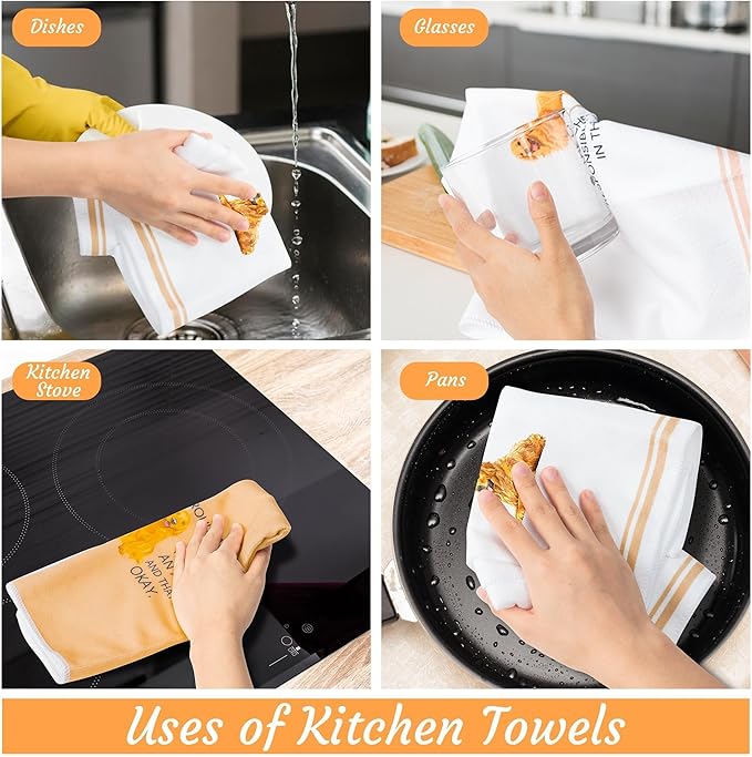 R HORSE Golden Retriever Kitchen Dish Towels - 5Pcs Funny Dog Themed Absorbent Kitchen Dish Cloths for Golden Retriever Lovers, Cleaning Hand Towels Funny Housewarming for Dog Owners