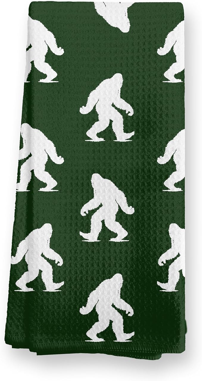 Abstract Retro Sasquatch Kitchen Towels, Sasquatch Gifts Dish Tea Towels for Kitchen Decor, Gifts for Hiking Camping Lovers Hand Towel for Bathroom Decor, 16x24 Inch,C176