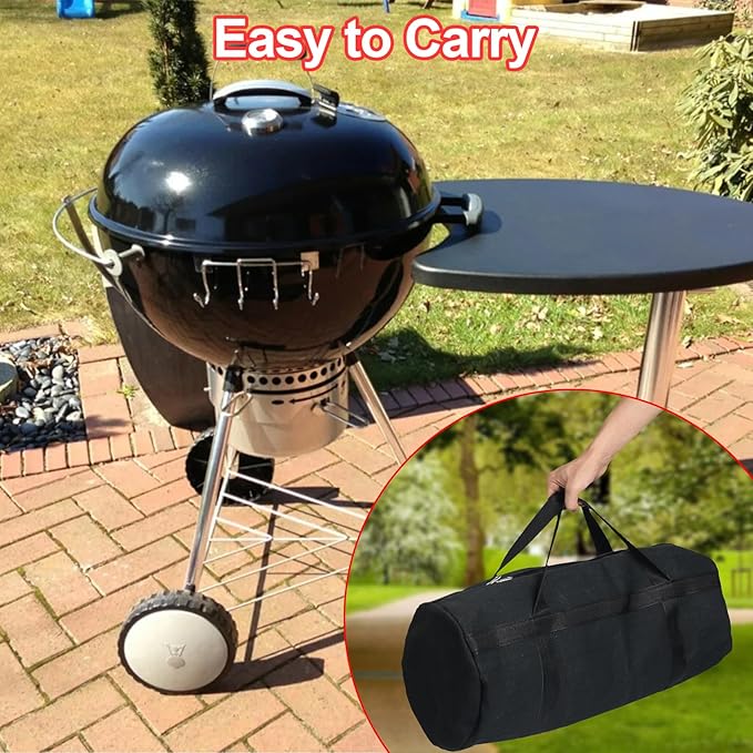 24" Grill Tool Storage Bag, Canvas, Black, Unisex, Classic Style, 60x24x24 cm/24 * 9.4 * 9.4 inches, Zipper Closure, Hand Strap, Perfect for Outdoor Grilling, Camping, Hiking