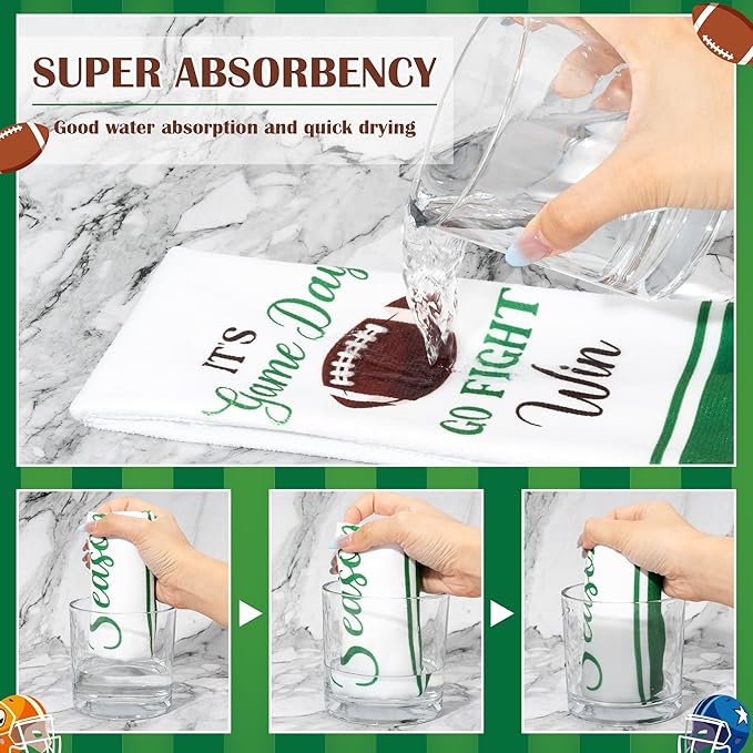 R HORSE Funny Football Kitchen Dish Towels - 5Pcs Sport Themed Game Day Kitchen Hand Towels, Absorbent Cleaning Dishcloth Home Bathroom Decor for Football Lovers Game Day Party Supplies